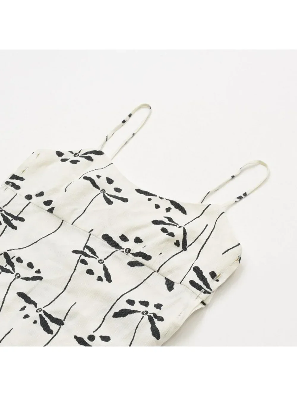 Chanel Mini Dress CC Logo Dragonfly Motif White Black Vintage 4 36